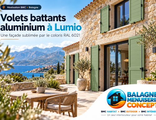 Volets battants aluminium à Lumio : une façade sublimée par le coloris RAL 6021